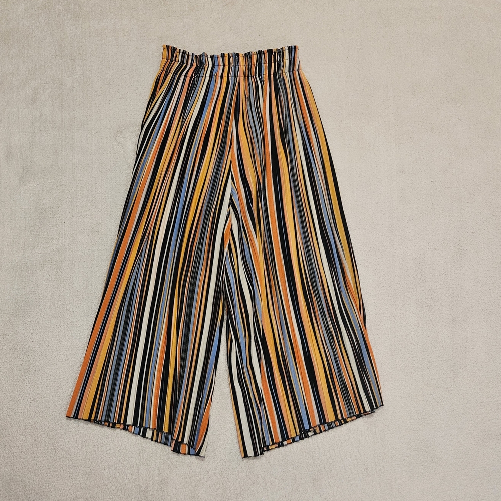 Bershka Multi-Stripe Wide Leg Pants - Yellow, Blue, Black, White - Picture 2 of 7